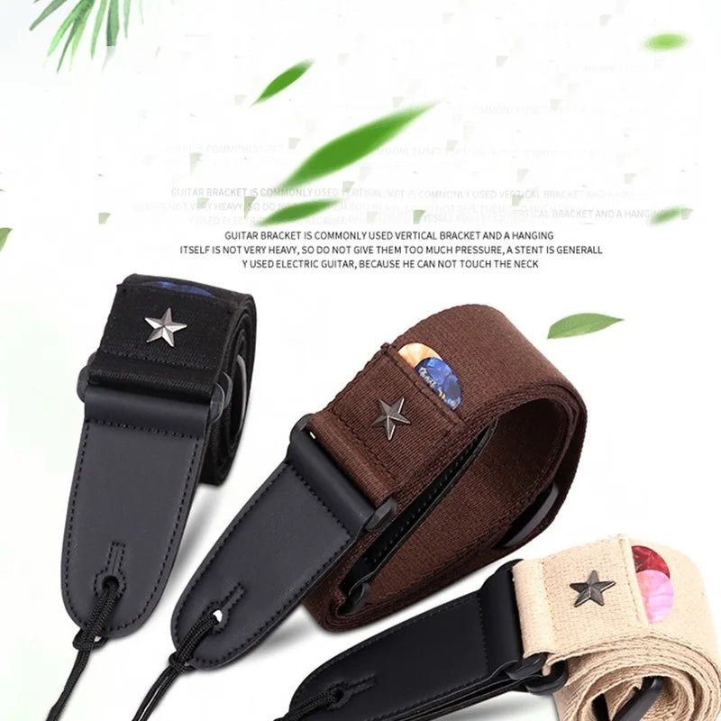 Premium Cotton & Leather Guitar Strap - Flyntera
